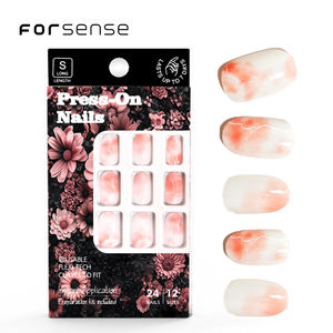 Logotipo personalizado prensa ovalada corta en la punta de las <span class=keywords><strong>uñas</strong></span> suministros diseño de mármol <span class=keywords><strong>rosa</strong></span> <span class=keywords><strong>uñas</strong></span> artificiales para niñas <span class=keywords><strong>palo</strong></span> <span class=keywords><strong>blanco</strong></span> en las <span class=keywords><strong>uñas</strong></span> con pegamento - Product Image 1