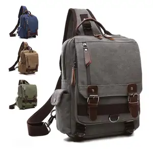 popular Unisex's men's Rucksack Canvas Crossbody Sling Messenger Shoulder Bag travel Backpack