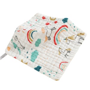Serviette carrée en gaze pour bébé, <span class=keywords><strong>mouchoir</strong></span> en coton écologique imprimé pour nouveau-né, petite serviette de salive carrée - Product Image 5