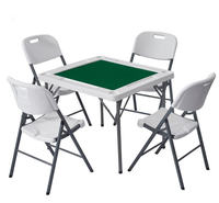 Table et chaises de mahjong pliantes légères et portables, design nid d'abeille triangulaire, plastique écologique moderne pour 4 joueurs, extérieur