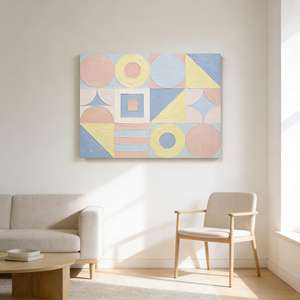 Décoration Murale Rose Bleu Jaune, <span class=keywords><strong>Peinture</strong></span> sur Toile Abstraite Texturée Épaisse, Style Nordique Minimaliste, Ensemble pour Salon - Product Image 2