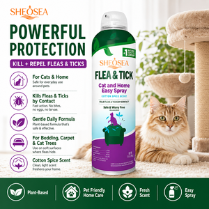 Spray anti-puces et tiques facile d'emploi pour chats, chiens, lapins, chevaux, parfum frais et doux, traitement naturel pour animaux de compagnie, tue les puces et tiques, sans danger pour la literie et les canapés - Product Image 4