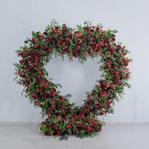Arreglo Floral Artificial para Boda, Fondo de Rosas de Seda con Corazón Rojo para Decoración de Fiestas de Boda - Product Image 1