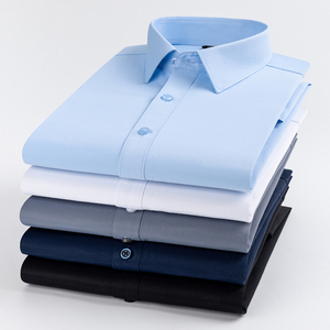 Chemise d'affaires blanche de style vintage pour hommes, vêtements de travail sans repassage, taille XL, pour le travail d'été - Product Image 2