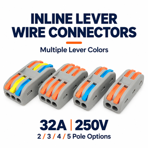 Conector de Cable en Línea PCT-222, 2, 3, 4, 5 Polos, 32A, 250V, Bloque de Terminales de Conexión Rápida sin Tornillos para Cableado Eléctrico - Product Image 1