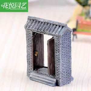 ของตกแต่งประตู (แบบเปิด) ลายไมโครแลนด์สเคป วัสดุเรซิ่นสีน้ำเงิน ลายอิฐและกระเบื้อง พร้อมต้นไม้สีเขียว วีเจ มอส - Product Image 2