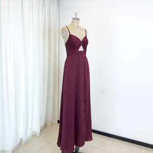 TEENYEE Más Popular <span class=keywords><strong>Boda</strong></span> Invitado Pierna Slit Barato <span class=keywords><strong>Vestidos</strong></span> de dama de honor Sexy Fucsia Vestido de dama de honor para fiesta nupcial - Product Image 1