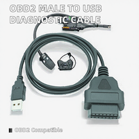 Câble adaptateur OBD2 mâle vers prise USB personnalisé 12V/24V 12W-24W, cordon d'extension universel pour diagnostic automobile