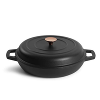 Bright Houseware – Batterie de cuisine en fonte émaillée personnalisable, couleur au choix, casseroles peu profondes de 30 cm avec couvercle, style moderne et luxueux, vente en gros