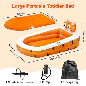 Cama Inflable de Viaje con Forma de Tigre para Niños, con Barandas de Seguridad para Niños Pequeños, para Acampar en Casa - Product Image 2