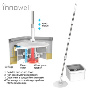 Mopa Innowell para Separación <span class=keywords><strong>de</strong></span> Agua Limpia y Aguas Residuales, Mopa <span class=keywords><strong>de</strong></span> Microfibra Autolimpiante con Cubeta Individual 360 °   Mopa Giratoria para Pisos <span class=keywords><strong>de</strong></span> Madera - Product Image 2