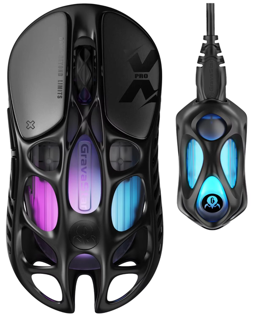 GravaStar Mercury X Pro Wireless RGB Optical Sensor Gaming Mouse USB 32000 DPI 8000Hz Polling Rate 49g Ultra Lightweight Stock