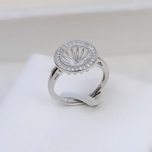 Anneau ouvert en argent S925, grande fleur creuse, perle, accessoires de bijoux DIY, taille réglable, porte-anneau de 58 mm - Product Image 4