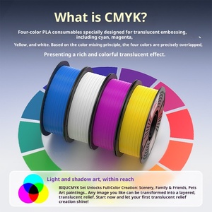 BIQU PLA CMYK Consumibles para Impresión 3D, Set Multicolor Translúcido con Relieve, Alta Compatibilidad, Imagen Física - Product Image 5