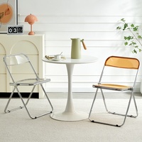 Chaise pliante en acier transparent pour usage domestique, style célébrité d'Internet, design simple, chaise pour salon de thé, magasin de vêtements