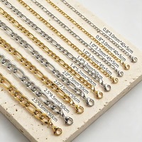 Vente en gros de colliers en chaîne cubaine en acier inoxydable 304 plaqué or 18 carats pour hommes et femmes