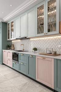 Cuisine modulaire européenne classique avec armoires gris clair, rangement élégant et design haut de gamme pour une vie moderne - Product Image 5