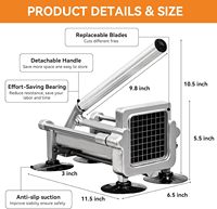 Commerciële groente- en fruit snijmachine, friet snijder, mini-voedselverwerker, roestvrij staal, heavy-duty, vervangende messen