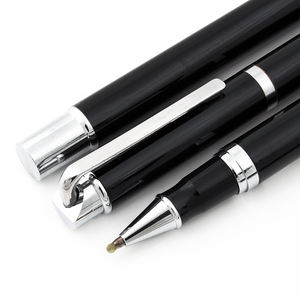 Stylo bille en acier inoxydable noir de haute qualité, largeur d'écriture 1,0 mm, logo personnalisable pour cadeaux d'affaires - Product Image 4
