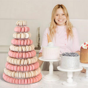 Pemegang plastik bulat 10 tingkat 230 buah tampilan makanan penutup pemegang Cupcake menara Macaron piring untuk dekorasi pesta ulang tahun pernikahan - Product Image 3