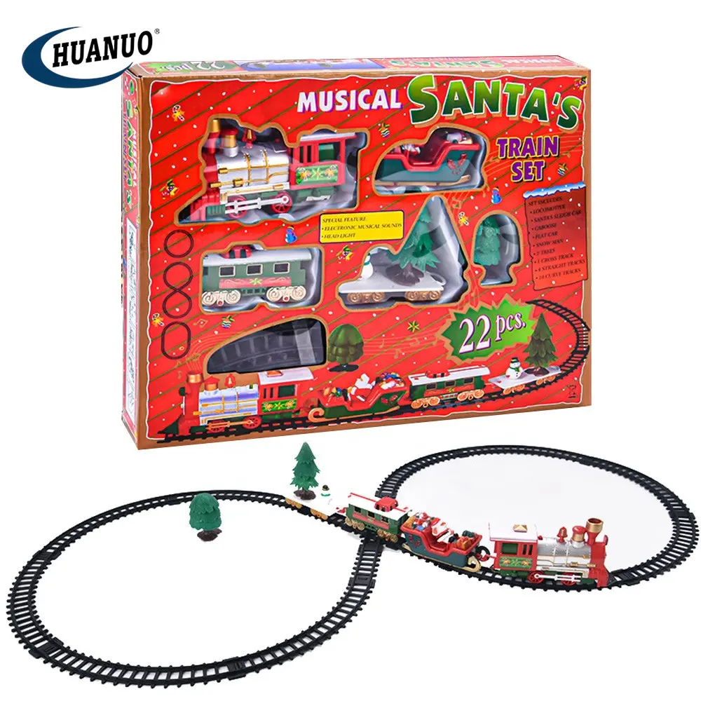 Tren de Navidad conjunto de vías de ferrocarril juguetes de tren regalo ferrocarril eléctrico ranura + juguetes de tren