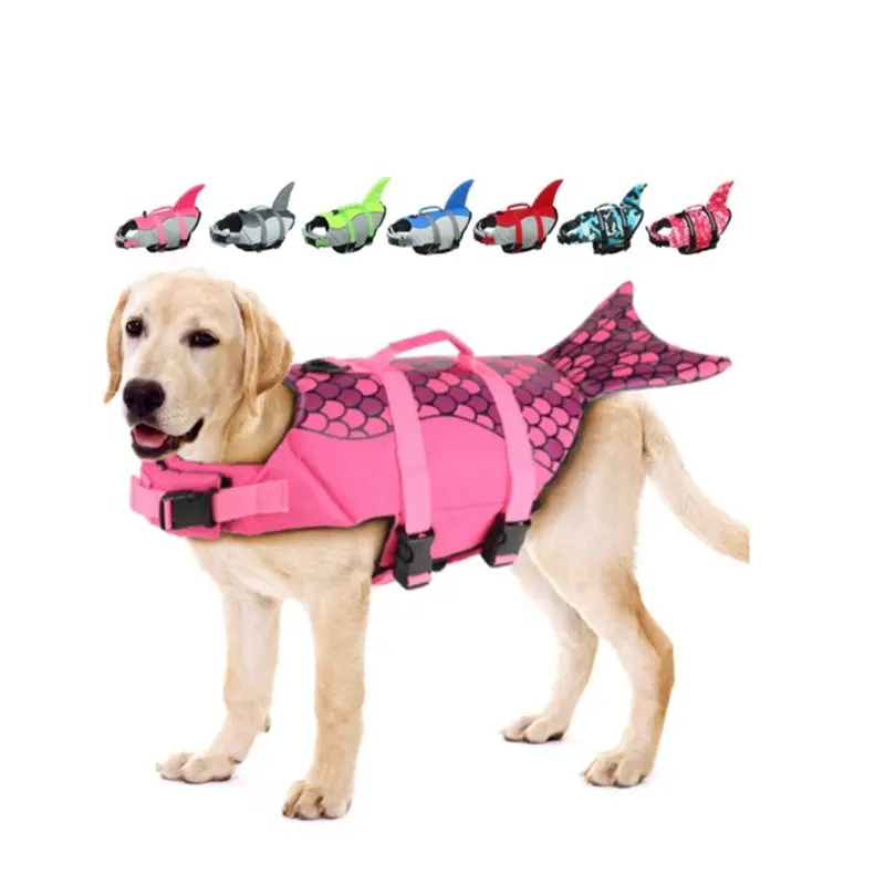 Chaleco salvavidas para perros Shark, chalecos salvavidas para perros Ripstop con asa de rescate, traje de baño de seguridad para mascotas Preservador para piscina playa