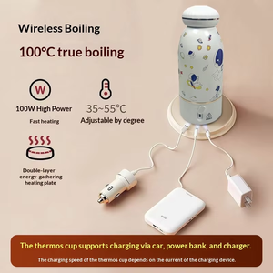 <span class=keywords><strong>Bouilloire</strong></span> portable USB 500 ml OEM/ODM pour bébé, chauffage sans fil 100 W, tasse de préparation de lait thermostatée en acier inoxydable 316 - Product Image 2