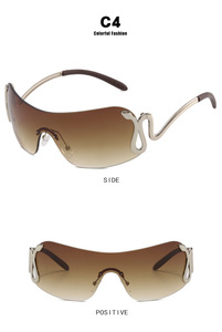 Occhiali da Sole 3559 con Montatura Grande, Decorazione <span class=keywords><strong>di</strong></span> Lusso a Forma <span class=keywords><strong>di</strong></span> <span class=keywords><strong>Serpente</strong></span>, Stile Y2K, Protezione UV400, Moda Donna 2024 - Product Image 4