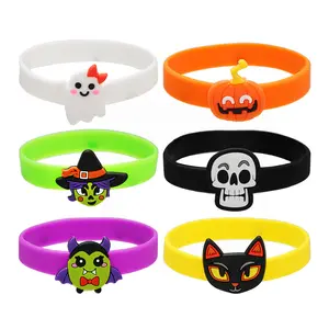 Kids Halloween Bracelet Gift 2024 Best Seller Rubber Bracelets Bangles Cute Pumpkin Silicone Personalized Wrist Band