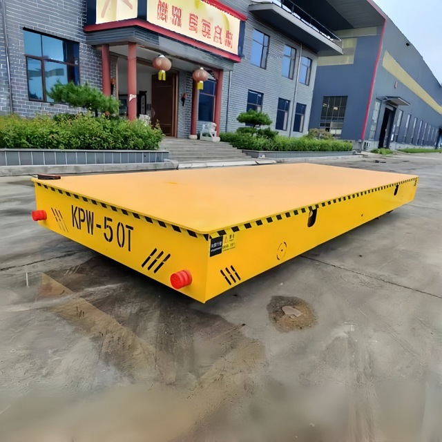 Customized Electric Battery Flatbed Transfer Cart Remote Control Rail Free Platform Truck for Warehouse and Workshop