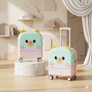 Valigia per <span class=keywords><strong>Bambini</strong></span> Durevole con Disegni Cartoon, Guscio Rigido in PC, Serratura con Password, Ruote Girevoli, Trolley da Viaggio per <span class=keywords><strong>Bambini</strong></span> - Product Image 1