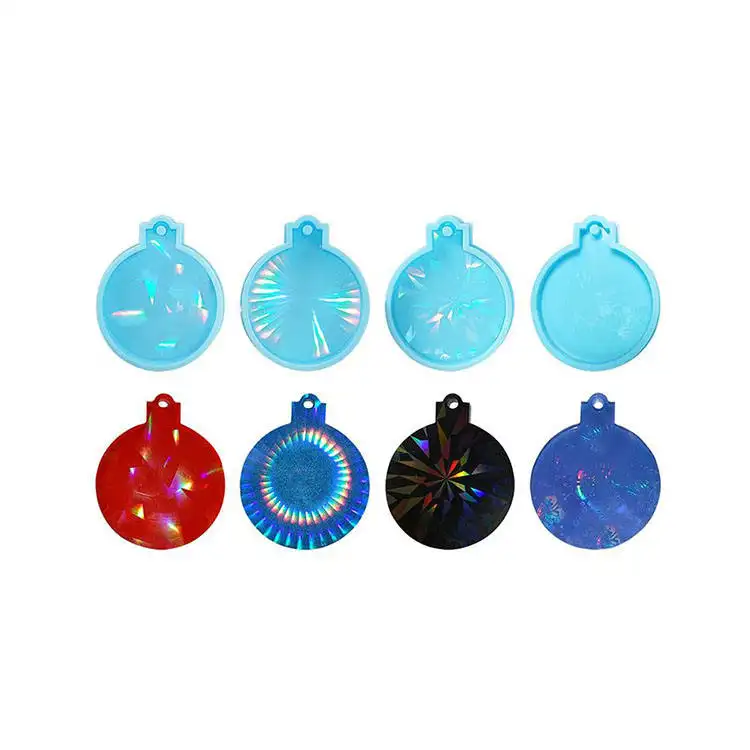 INTODIY Holo graphic Anhänger Silikon form Weihnachts kugel Schlüssel bund DIY Craft Schmuck Herstellung Weihnachts baum Ornament Harzform