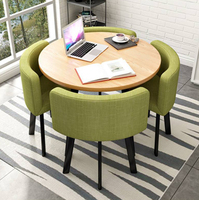 Ensemble table ronde et 4 chaises 2025 – Style chinois moderne et populaire, idéal pour la négociation, la cuisine ou le salon – Table à manger blanche