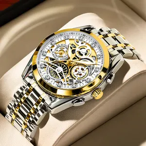 R Onteedge Relógio de homem vintage de luxo, relógio de quartzo de aço inoxidável à prova d'água, relógio de luxo da moda clássica, data luminosa