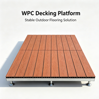 Plancher de terrasse en composite bois-plastique (WPC) anti-UV à hauteur réglable, plateforme de scène, clôture en plastique imitation bois pour patio, jardin, camping