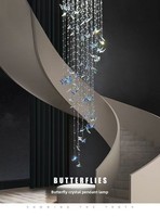 Lustre en cristal en spirale en forme de papillon argenté, personnalisé, anti-éblouissement, à LED dimmable, pour villa, directement de l'usine