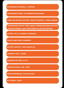 Dispositif anti-enregistrement audio D50 durable pour salles de réunion mobiles - Bloqueur portable d'enregistreurs pour réunions confidentielles - Product Image 6