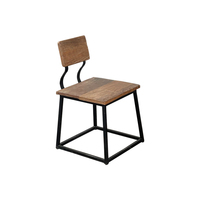 Chaise de loisir de style Wabi Sabi, bois massif, dossier en fer, durable, pour l'extérieur, villa, salon, salle à manger