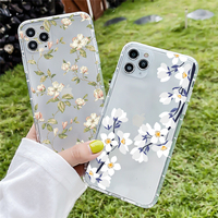 Coque de téléphone transparente en TPU à motif floral marguerite pour iPhone 15 Pro Max antichoc 16 17