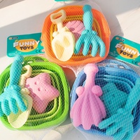 Ensemble de pelle et seau de plage, 4 pièces, en plastique pliable, pour jeux de sable, unisexe, jouets d'extérieur, activités estivales