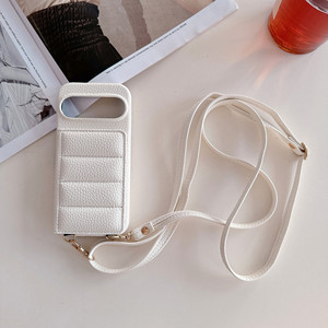 Funda de teléfono de lujo Litchi PU Leather <span class=keywords><strong>the</strong></span> <span class=keywords><strong>Puffer</strong></span> Wallet para Google Pixel 6 7 8 9 Pro 6A 7A 8A Card Money Slots Hanging Rope Cover - Product Image 4