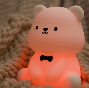 Bear Silicone Night <b>Light</b> USB Rechargeable LED Kids Bedroom Lamp Tap Control Color Changing RGB Dimmable Nursery Lamp <b>with</b> <b>timer</b> - Product Image 1