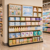 Étagère de présentation en bois à 7 rangées et 3 compartiments, panneau perforé, cadre en acier noir, pour magasin de détail