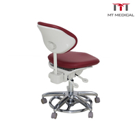 Tabouret en acier inoxydable, siège moulé sous pression, pieds réglables en hauteur avec protections antidérapantes pour salle d'examen clinique