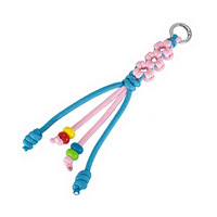 Porte-clés pendentif tissé à la main avec perles florales - Polyester