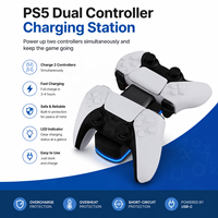 Station de charge double rapide pour manettes PS5, support de charge double avec indicateur LED, accessoires de jeu