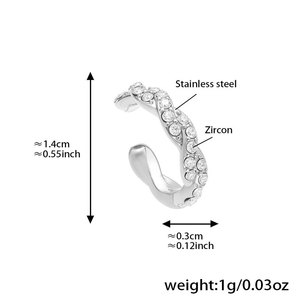 Pendientes de Moda de Acero Inoxidable 316L, Chapados en Oro de 14k y 18k, con Circonitas Finas, Pendientes de Clip para Mujer, Sin Perforación - Product Image 6