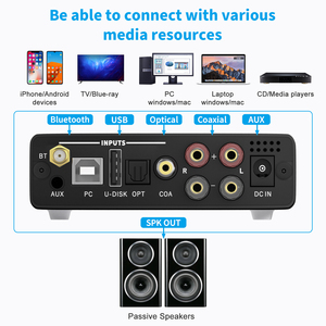 Penguat Audio Fosi Biru TPA3116 Stereo Audio Kelas D Nirkabel Power Amp Hifi 100W Speaker Pasif <span class=keywords><strong>Remote</strong></span> <span class=keywords><strong>Control</strong></span> DA2120B CB - Product Image 4