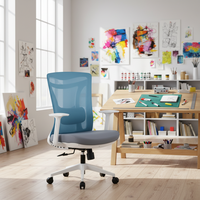 Chaise de bureau ergonomique moderne pivotante en maille avec support lombaire réglable pour ordinateur, chaise d'étude, vente en gros directe usine de mobilier