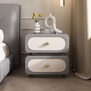 Table de chevet minimaliste italienne en bois massif, armoire de rangement moderne crème, meubles de chambre à coucher - Product Image 2